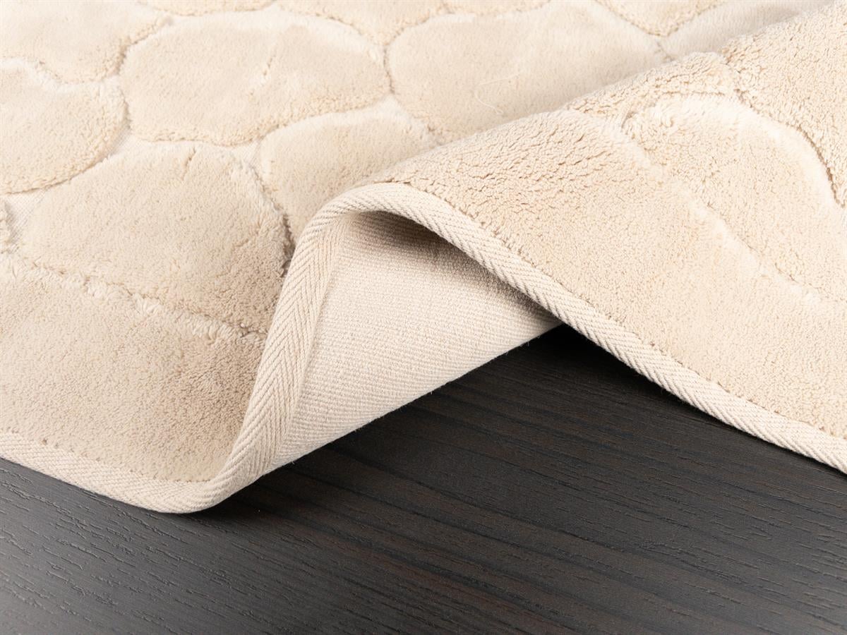 Mera Kaymaz Taban 2'li Pamuklu Banyo Paspası Bej Yıkanabilir Su Emici 60x100cm ve 50x60 Bej Pamuklu Banyo Halısı
