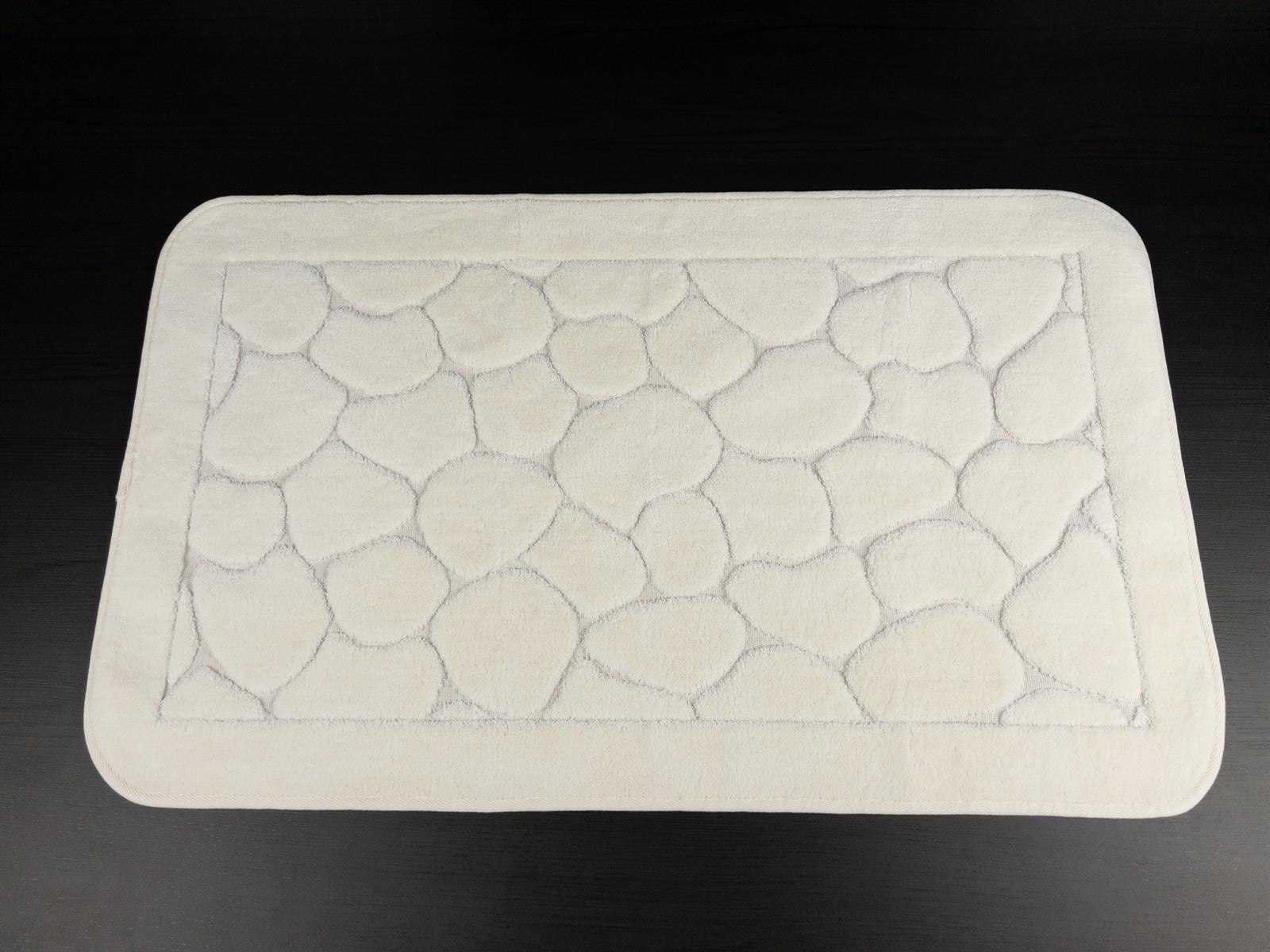 Mera Kaymaz Taban 2'li Pamuklu Banyo Paspası Krem Yıkanabilir Su Emici 60x100cm ve 50x60cm Krem Pamuklu Banyo Halısı