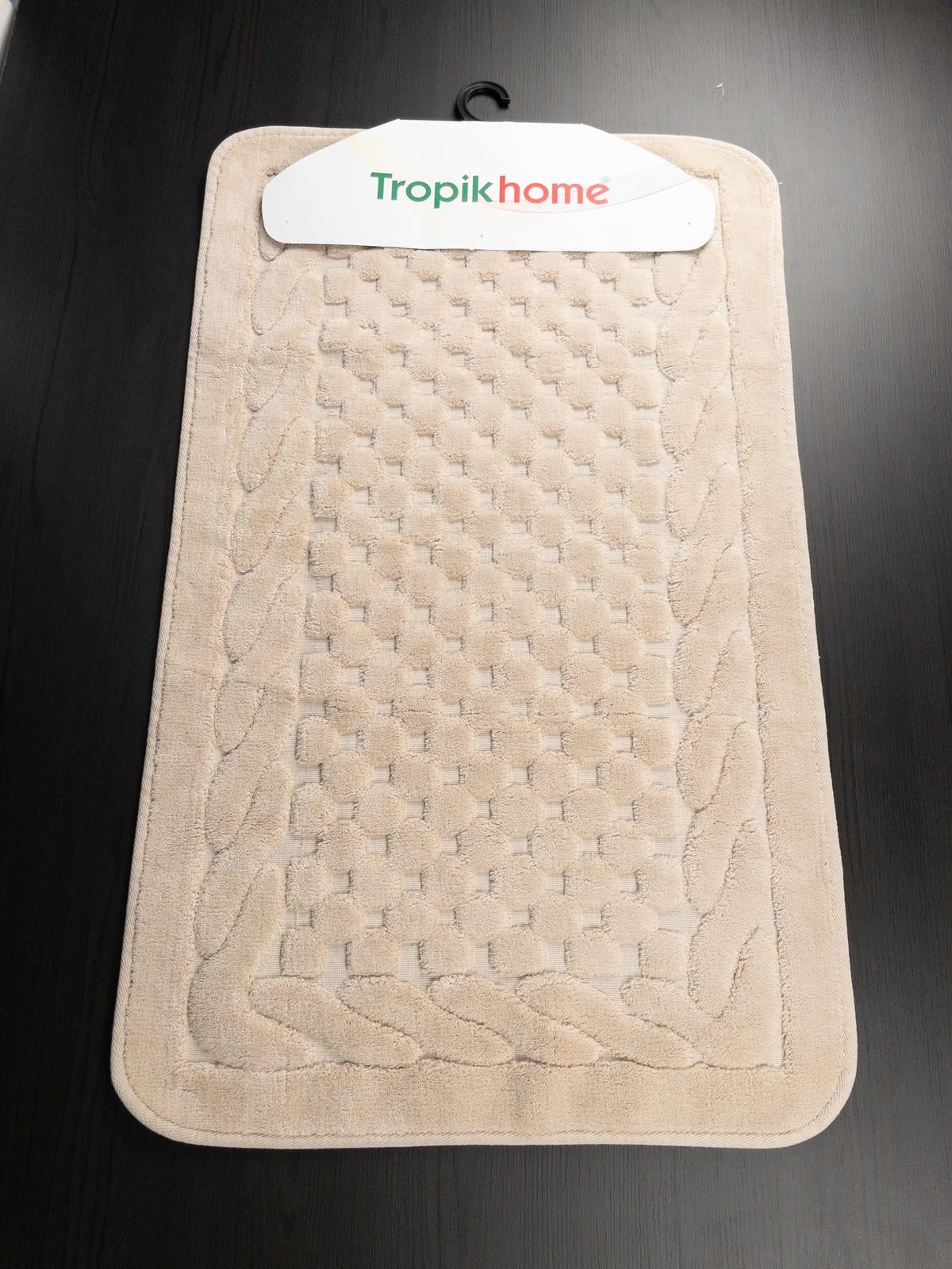 Netha Kaymaz Taban 2'li Pamuklu Banyo Paspası Bej Yıkanabilir Su Emici 60x100cm ve 50x60cm Krem Pamuklu Banyo Halısı