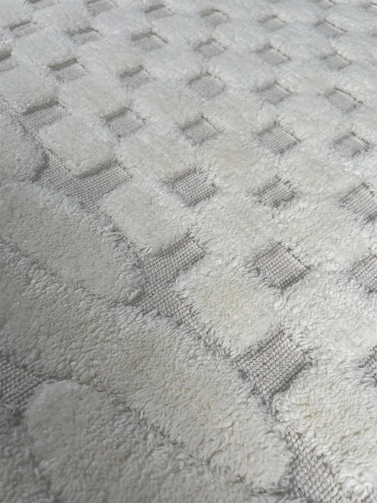 Netha Kaymaz Taban 2'li Pamuklu Banyo Paspası Gri Yıkanabilir Su Emici 60x100cm ve 50x60cm Krem Pamuklu Banyo Halısı