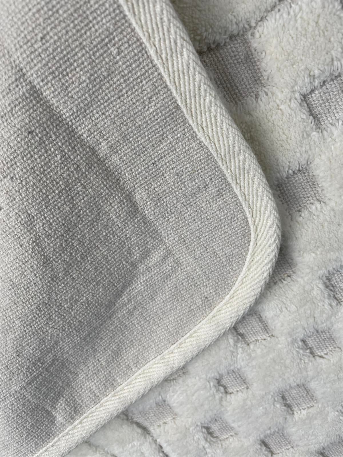 Netha Kaymaz Taban 2'li Pamuklu Banyo Paspası Gri Yıkanabilir Su Emici 60x100cm ve 50x60cm Krem Pamuklu Banyo Halısı