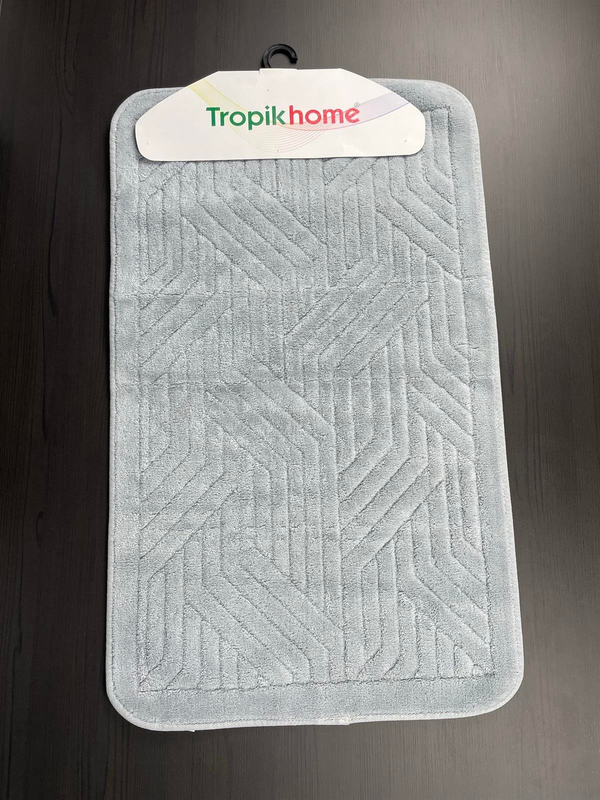 Tina Kaymaz Taban 2'li Pamuklu Banyo Paspası Gri Yıkanabilir Su Emici 60x100cm ve 50x60cm Gri Pamuklu Banyo Halısı