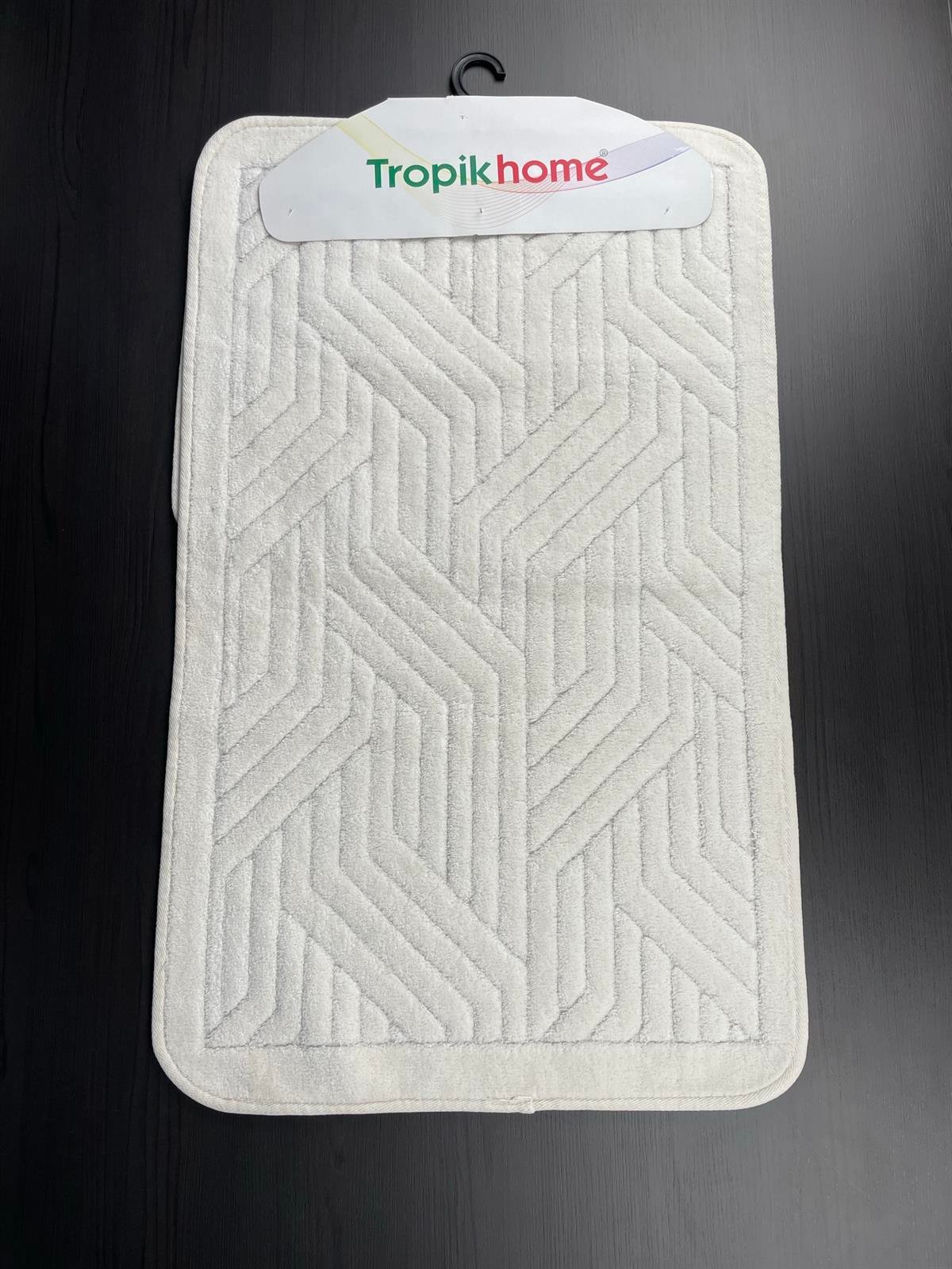 Tina Kaymaz Taban 2'li Pamuklu Banyo Paspası Krem Rengi Yıkanabilir Su Emici 60x100cm ve 50x60cm Krem Pamuklu Banyo Halısı