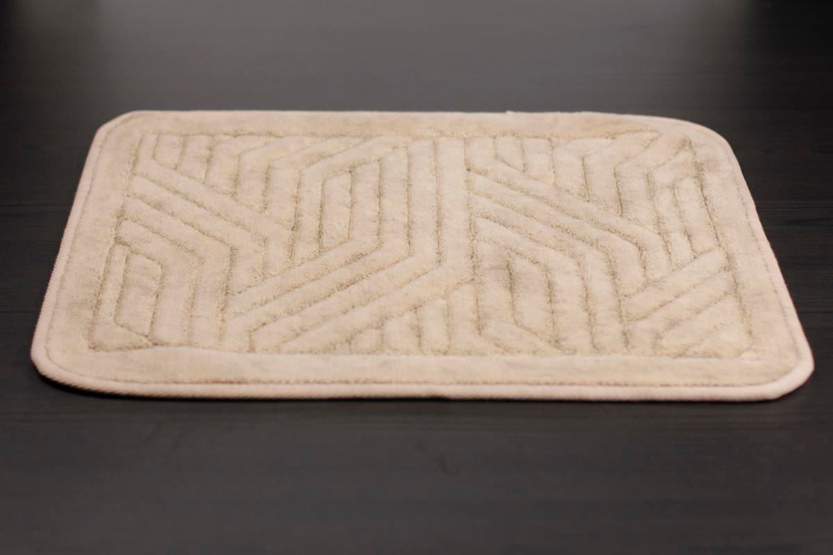 Tina Kaymaz Taban 2'li Pamuklu Banyo Paspası Bej Yıkanabilir Su Emici 60x100cm ve 50x60cm Bej Pamuklu Banyo Halısı