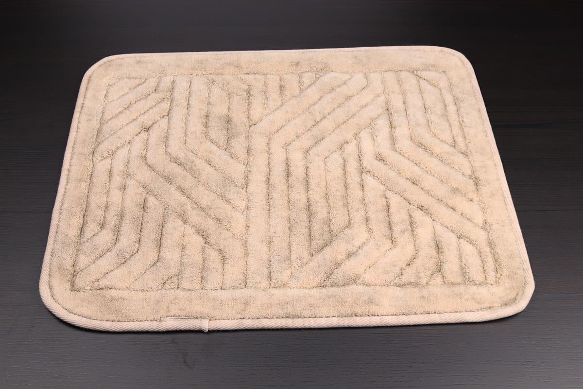 Tina Kaymaz Taban 2'li Pamuklu Banyo Paspası Bej Yıkanabilir Su Emici 60x100cm ve 50x60cm Bej Pamuklu Banyo Halısı