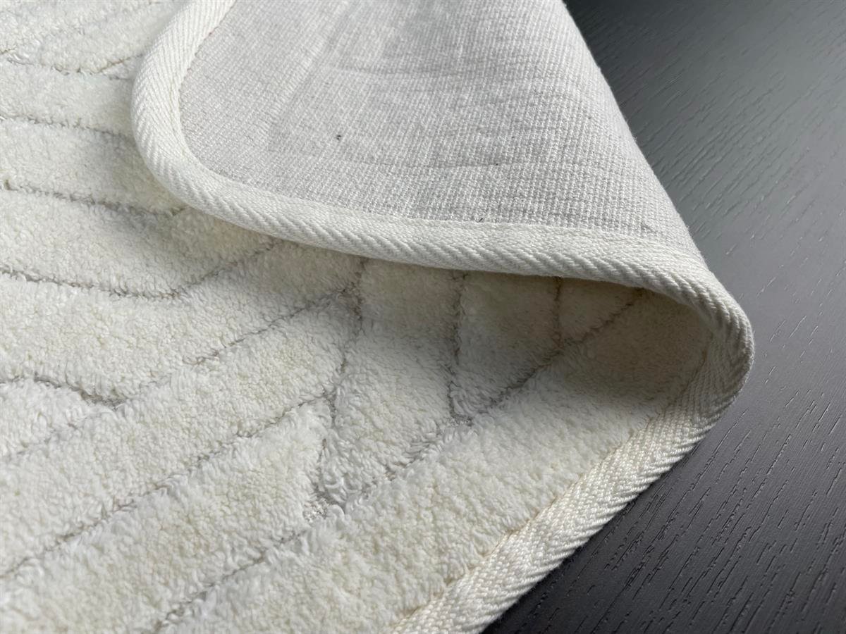 Tina Kaymaz Taban 2'li Pamuklu Banyo Paspası Krem Rengi Yıkanabilir Su Emici 60x100cm ve 50x60cm Krem Pamuklu Banyo Halısı