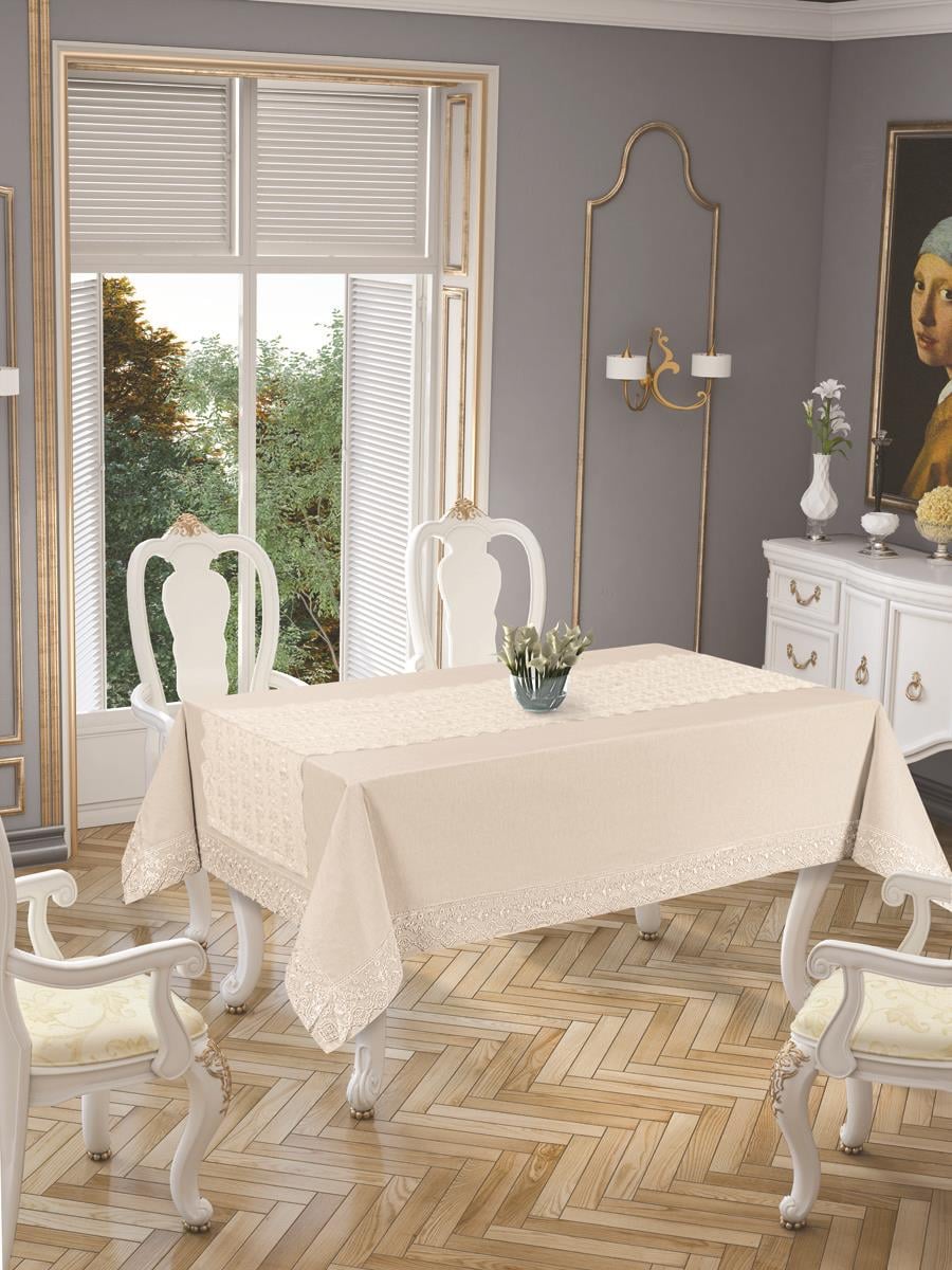 Pamuklu Masa Örtüsü Dantelli Runner Setli ,Masa Örtüsü Toptan 160x220 cmUygun fiyatlı üreticiden toptan masa örtüsü runner setleri 