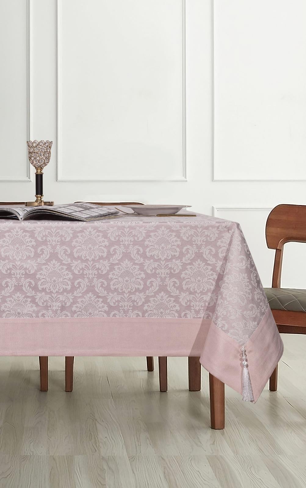 Polycotton Pamuklu Damask Desen Masa Örtüsü 160x220 cm PudraUygun fiyatlı üreticiden toptan masa örtüsü runner setleri 