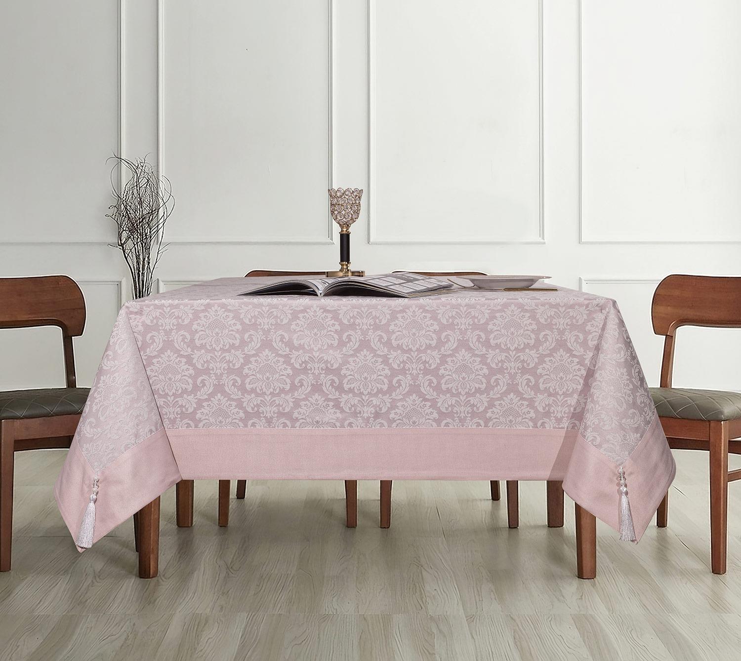 Polycotton Pamuklu Damask Desen Masa Örtüsü 160x220 cm PudraUygun fiyatlı üreticiden toptan masa örtüsü runner setleri 