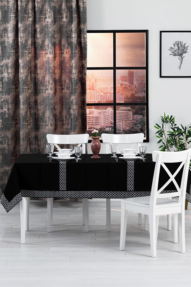 Alba Jakar Çember Desen Runnerlı Set Leke Tutmaz 160x220 Cm Lüks Masa Örtüsü 2 Runnerlı Set BeyazSamimi bir yemek, aile içinde hoş bir akşam masanıza uyacak masa örtüleri ve runner'lar