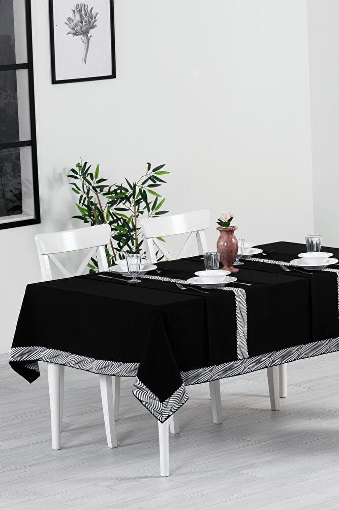 Alba Jakar Damla Desen Runnerlı Set Leke Tutmaz 160x260 Cm Lüks Masa Örtüsü 2 Runnerlı Set SiyahSamimi bir yemek, aile içinde hoş bir akşam masanıza uyacak masa örtüleri ve runner'lar