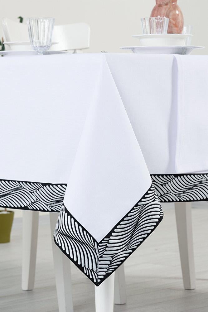 Alba Jakar Damla Desen Runnerlı Set Leke Tutmaz 160x260 Cm Lüks Masa Örtüsü 2 Runnerlı Set SiyahSamimi bir yemek, aile içinde hoş bir akşam masanıza uyacak masa örtüleri ve runner'lar