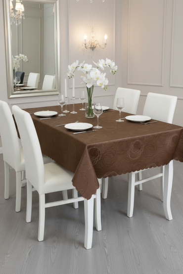 Kahverengi Masa Örtüsü 150x220 cm Kahverengi Desenli Masa ÖrtüsüSamimi bir yemek, aile içinde hoş bir akşam masanıza uyacak masa örtüleri ve runner'lar
