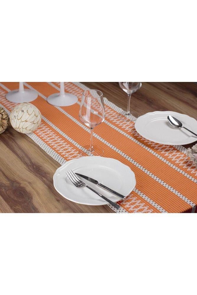 Örme Turuncu Runner , Püsküllü Organik Pamuk Dantel Örme Runner 35x155 Cm Regina Runner Masa ÖrtüsüSamimi bir yemek, aile içinde hoş bir akşam masanıza uyacak masa örtüleri ve runner'lar
