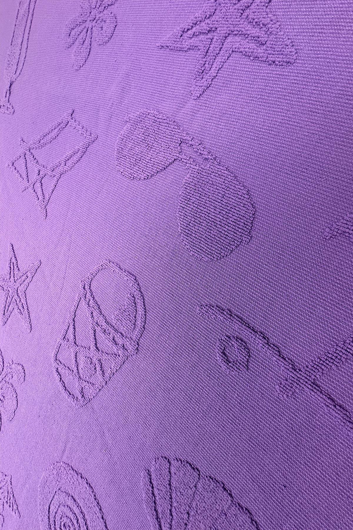 Hızlı Kuruyan Plaj Havlusu %100 Pamuk Purple Beach  Vibes Plaj Havlusu - MorSamimi bir yemek, aile içinde hoş bir akşam masanıza uyacak masa örtüleri ve runner'lar