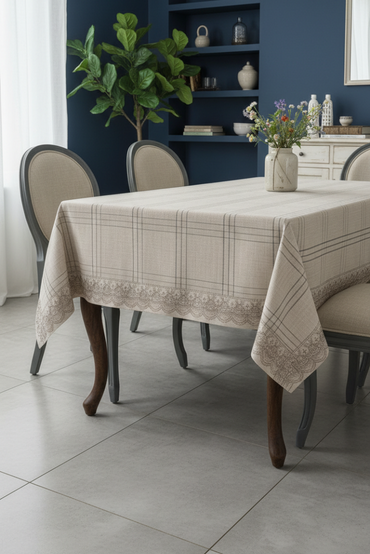 Dantelli Keten Efektli Leke Tutmaz Lüks Masa Örtüsü 160x220 Cm BejSamimi bir yemek, aile içinde hoş bir akşam masanıza uyacak masa örtüleri ve runner'lar