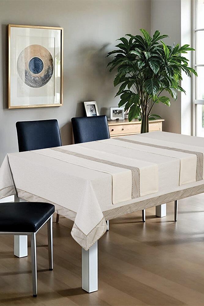 Alba Jakar Damla Desen Runnerlı Set Leke Tutmaz 160x260 Cm Lüks Masa Örtüsü 2 Runnerlı Set SiyahSamimi bir yemek, aile içinde hoş bir akşam masanıza uyacak masa örtüleri ve runner'lar