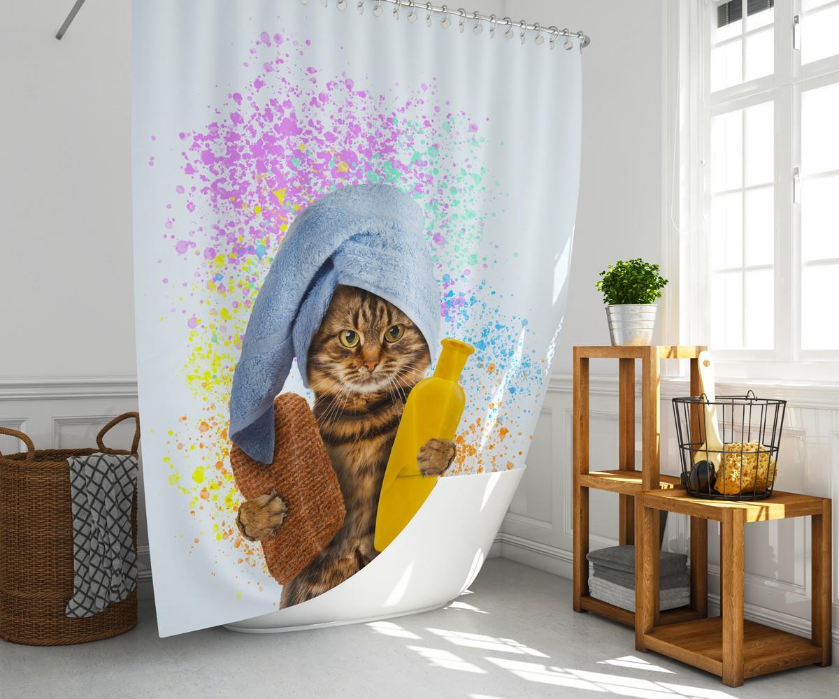 Kedi Desenli Açık Mavi Banyo Perdesi 180x200 cm Dijital Baskılı Su Geçirmez C Halka Hediyeli Duş PerdesiSamimi bir yemek, aile içinde hoş bir akşam masanıza uyacak masa örtüleri ve runner'lar