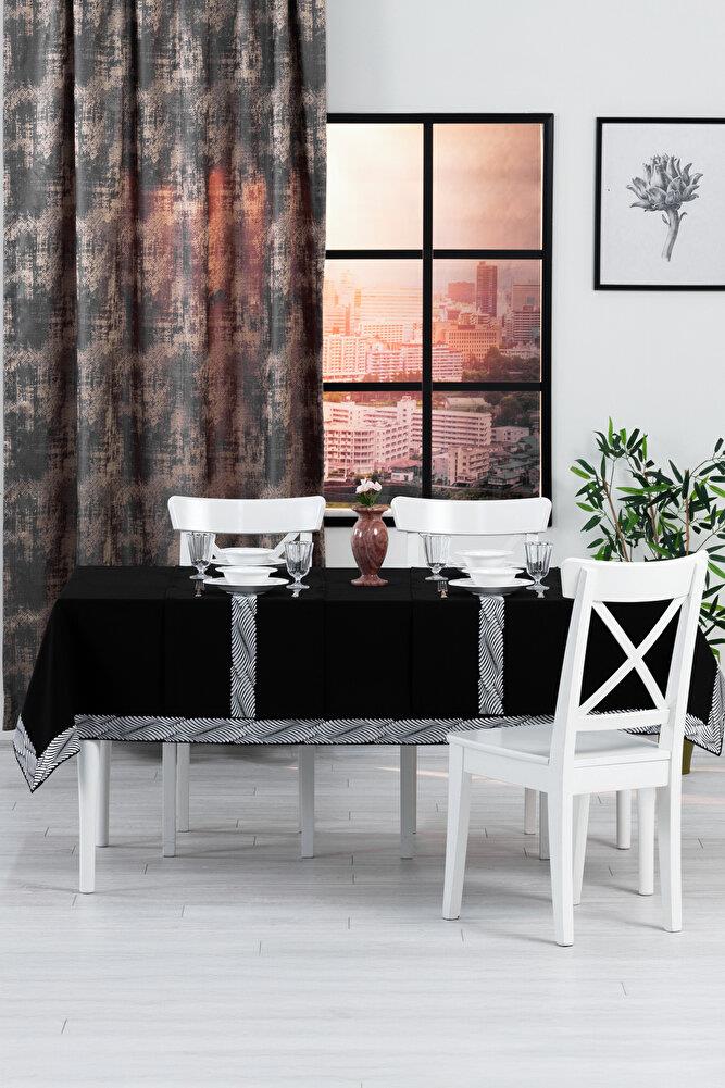 Alba Jakar Damla Desen Runnerlı Set Leke Tutmaz 160x260 Cm Lüks Masa Örtüsü 2 Runnerlı Set SiyahSamimi bir yemek, aile içinde hoş bir akşam masanıza uyacak masa örtüleri ve runner'lar