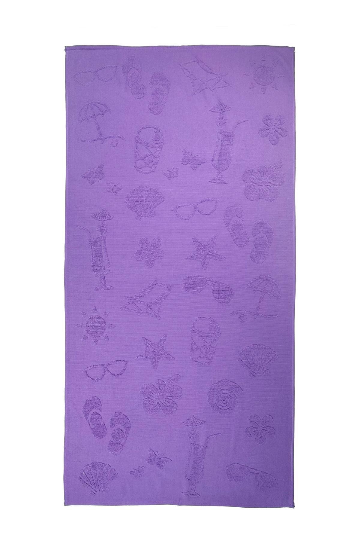 Hızlı Kuruyan Plaj Havlusu %100 Pamuk Purple Beach  Vibes Plaj Havlusu - MorSamimi bir yemek, aile içinde hoş bir akşam masanıza uyacak masa örtüleri ve runner'lar