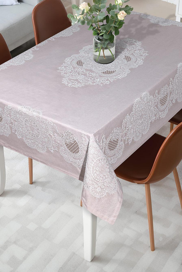 Royal Pano Lace Masa Örtüsü 8 Kişilik 150x220 cm Masa Örtüsü PudraSamimi bir yemek, aile içinde hoş bir akşam masanıza uyacak masa örtüleri ve runner'lar