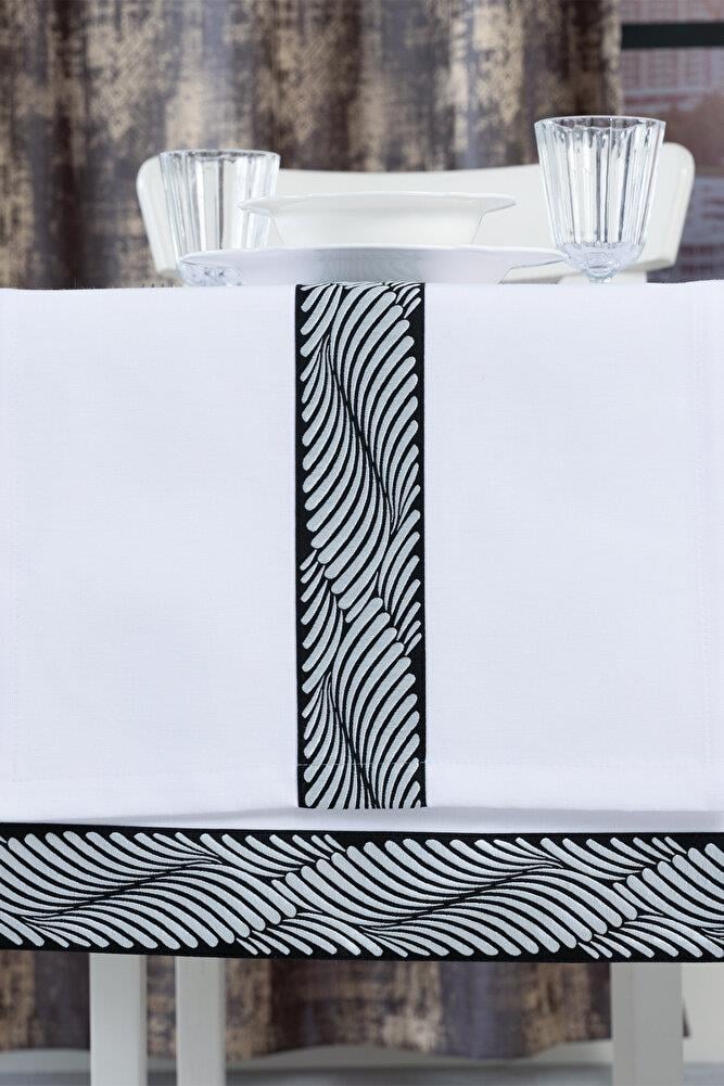 Alba Jakar Damla Desen Runnerlı Set Leke Tutmaz 160x260 Cm Lüks Masa Örtüsü 2 Runnerlı Set SiyahSamimi bir yemek, aile içinde hoş bir akşam masanıza uyacak masa örtüleri ve runner'lar