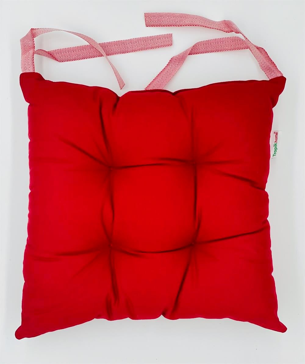Yılbaşı Temalı Kırmızı Sandalye Minderi Pamuklu Pofidik Minder Bağcıklı Lüx Sandalye Minder 40x40cm