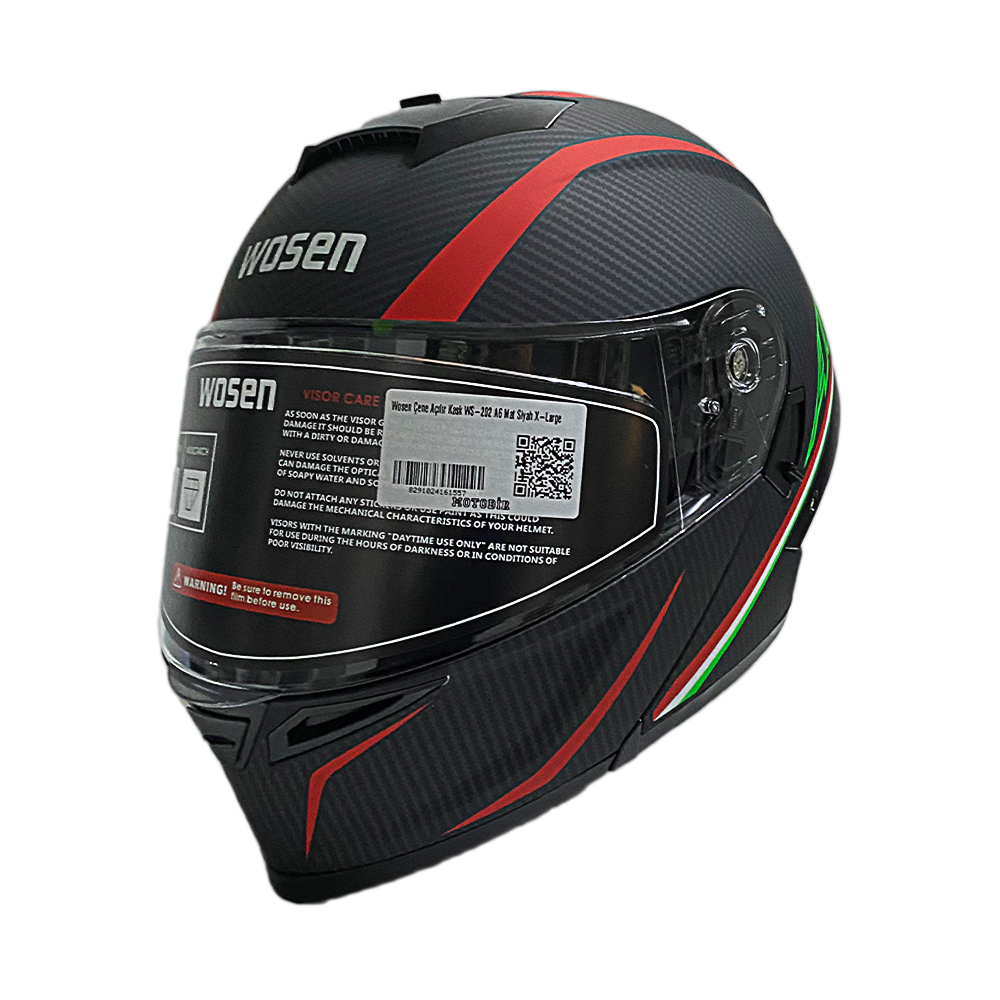 Wosen Çene Açılır Kask WS-202 A6 Mat Siyah