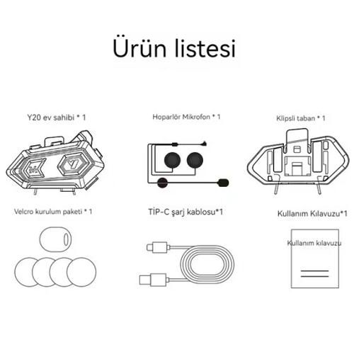 Motobir Y20 Bluetooth İnterkom Seti