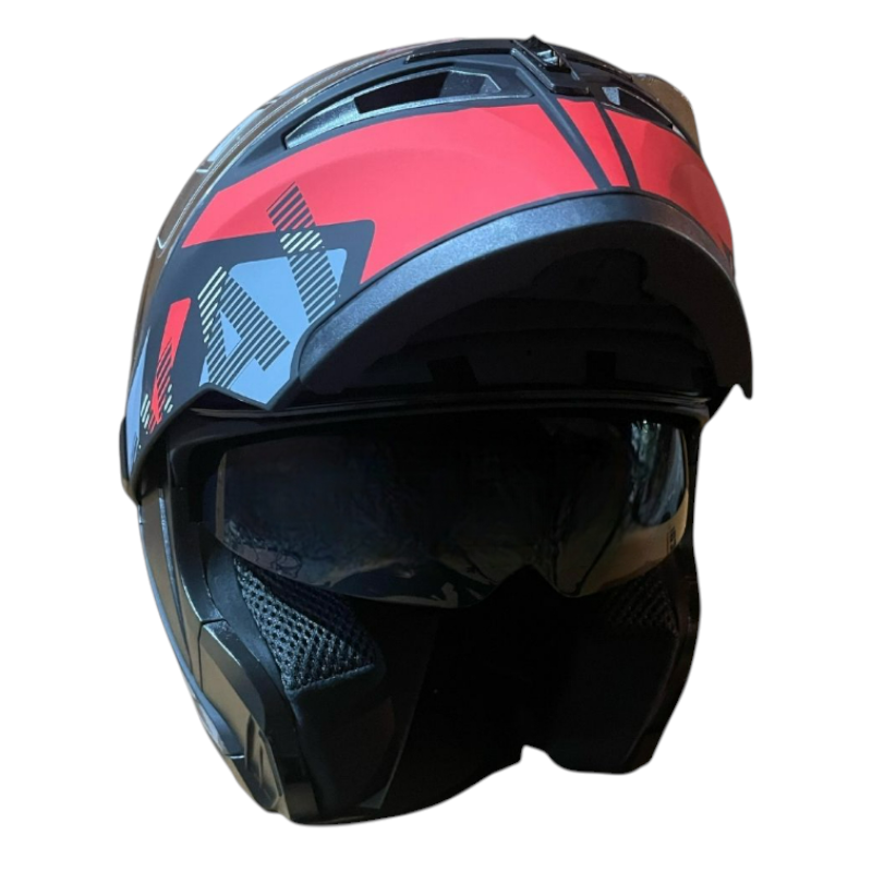 JkJk Çene Açılır Kask 902 H1 Güneş Vizörlü Gri KırmızıSF009424