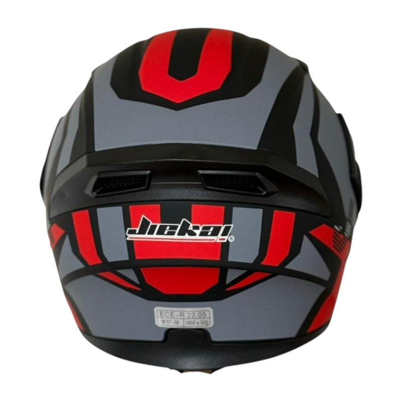 JkJk Çene Açılır Kask 902 H1 Güneş Vizörlü Gri KırmızıSF009424