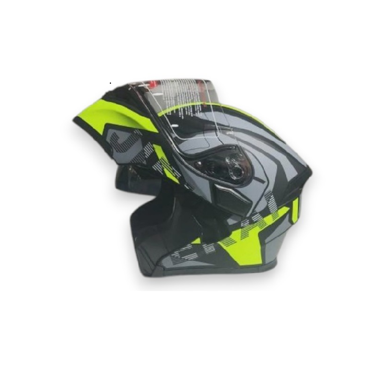 JkJk Çene Açılır Kask 902 H1 Güneş Vizörlü Siyah Neon SarıSF010167
