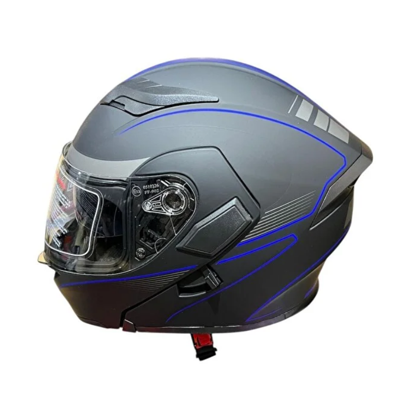 JkJk Çene Açılır Kask 902 H1 Güneş Vizörlü Mat Siyah MaviSF010168