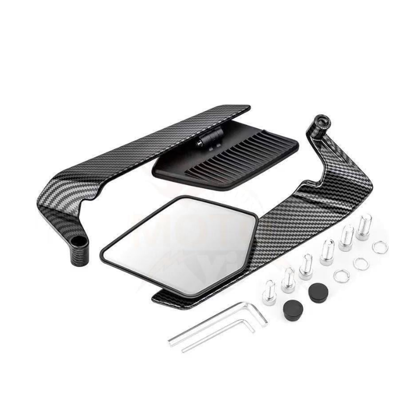 MotobirMotobir Motosiklet Katlanır H2 Yarasa Kanat Gidon Ayna Takımı Aç-Kapat Model Büyük Boy Bukalemun Karbon 8mm 10mmSF010172