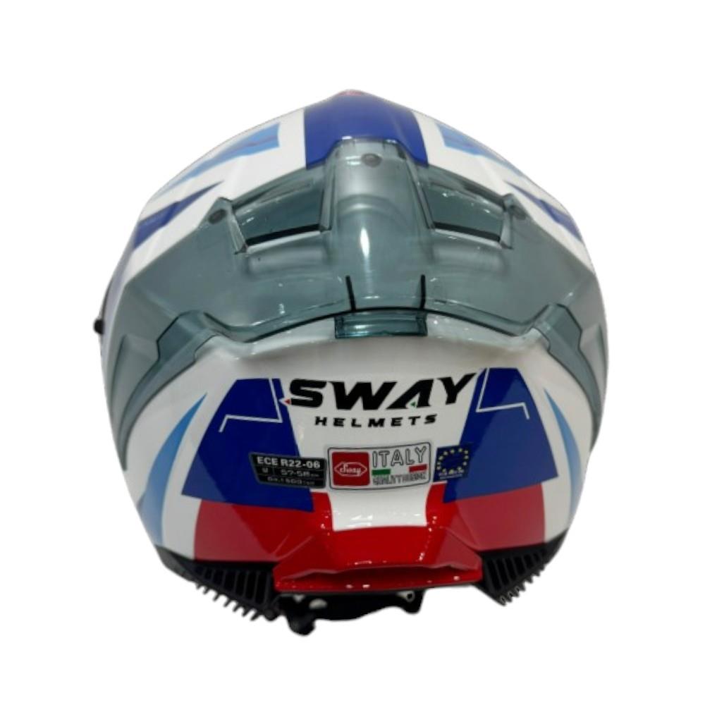 SwaySway Kapalı Kask Sw 865 Titan Beyaz Mavi KırmızıSF005400
