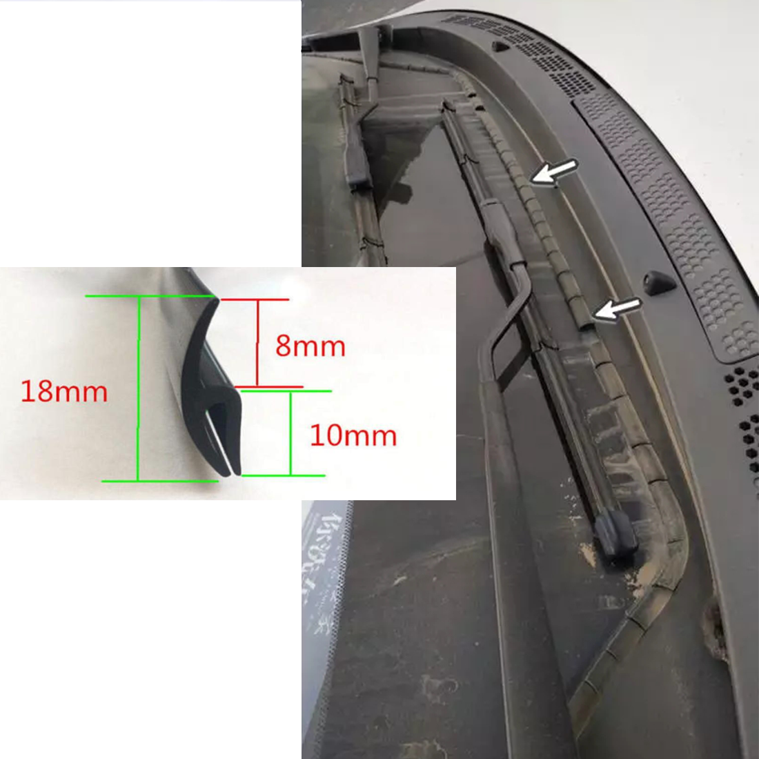 Contacall Ön Cam Dış Panel Mühür Fitili Ön Kaput Su Engelleyici Fitil 2 Metre Siyah Renk
