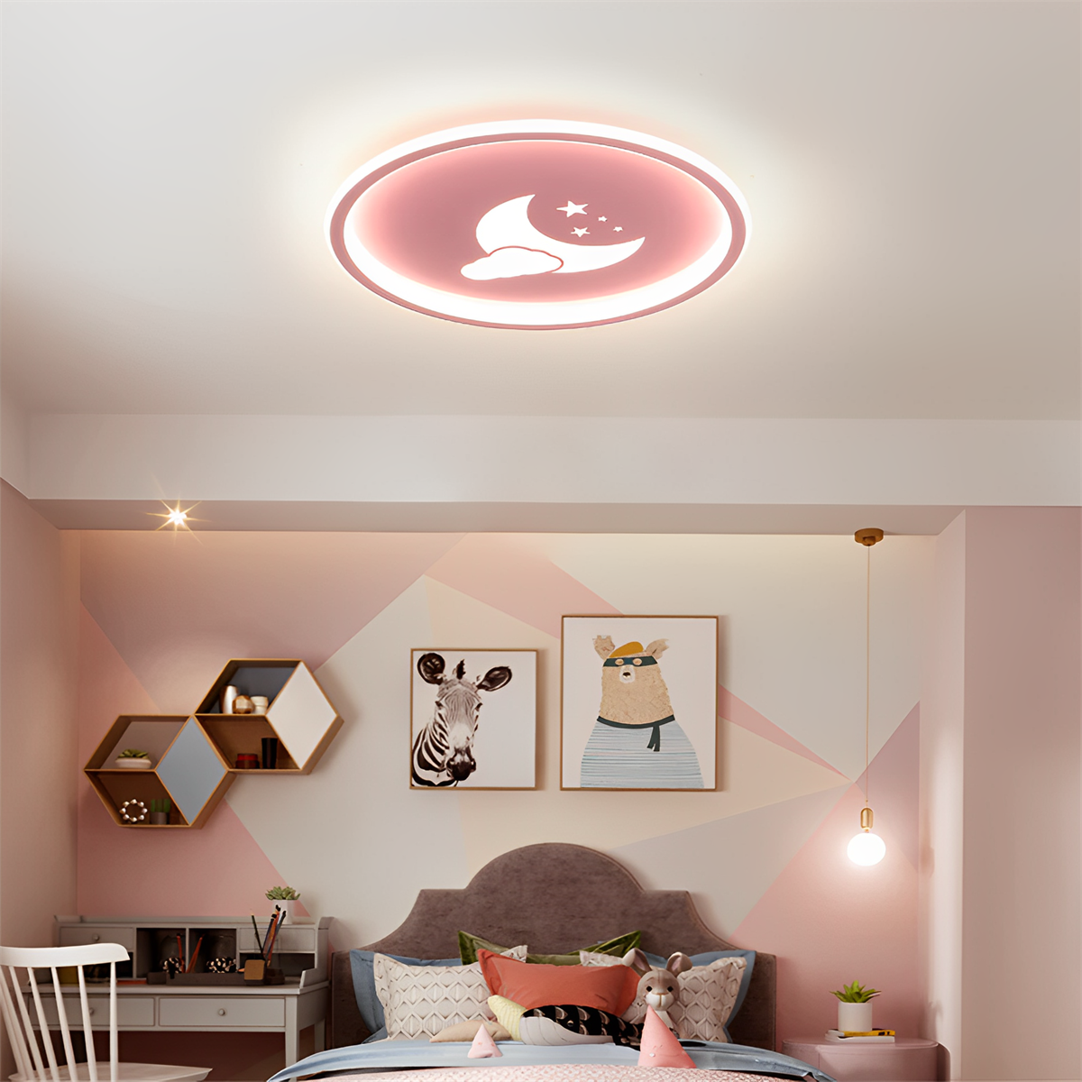 BEBEK ODASI LED TAVAN LAMBASI,ÇOCUK ODASI AVİZE, PEMBE AYDINLATMA,DEKORATİF IŞIK