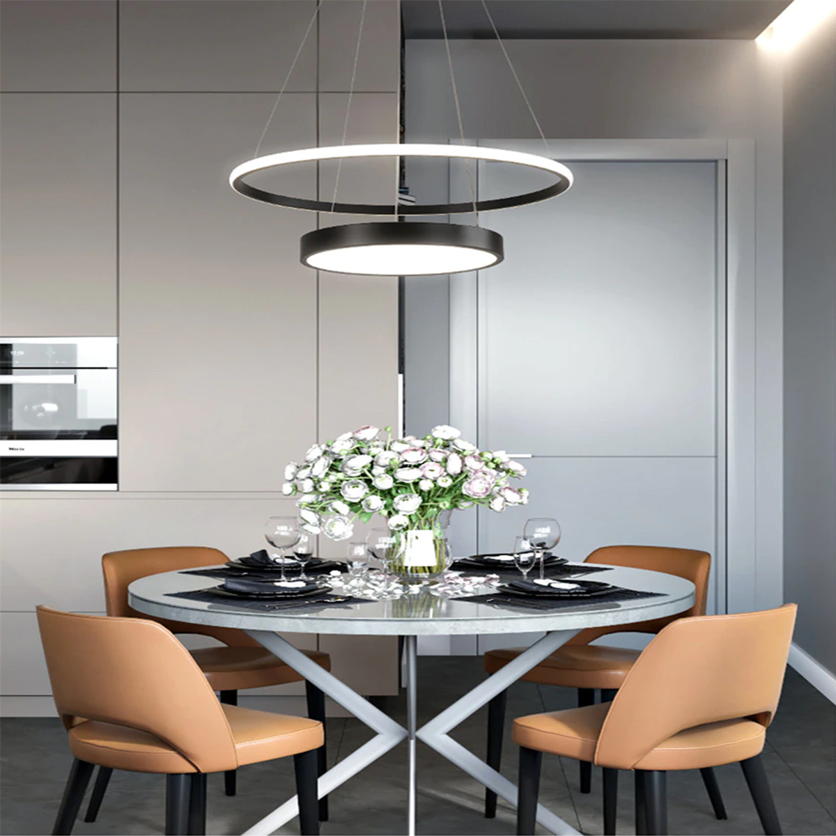 ÇEMBER(Ø40+60CM) LED LAMBA,YUVARLAK SARKIT AVİZE,MODERN AYDINLATMA,DEKORATİF IŞIK