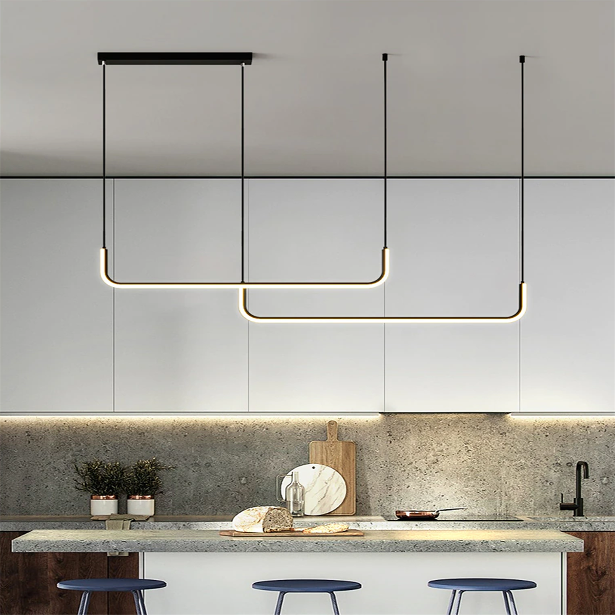 ÇİFT YAY LED LAMBA,YAY SARKIT AVİZE,MODERN AYDINLATMA,DEKORATİF IŞIK