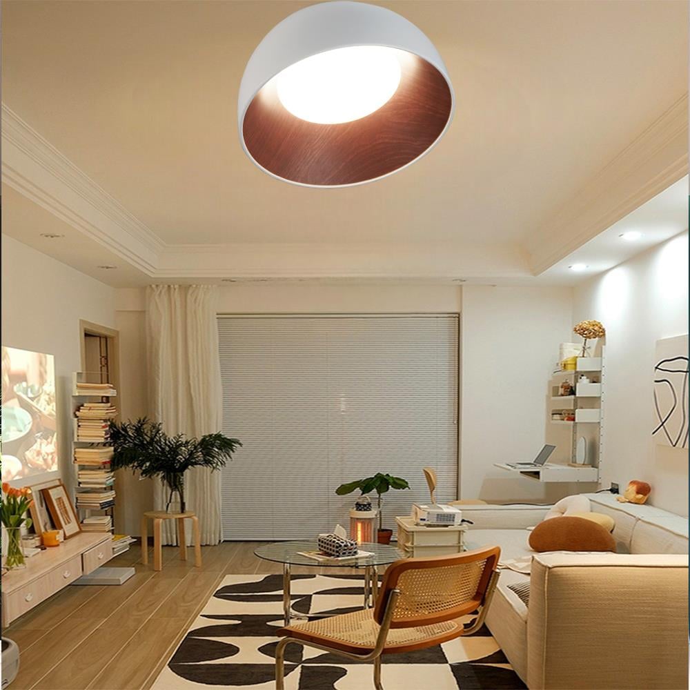 KUMANDALI LED PLAFONYER AVİZE  BEYAZ İÇİ AHŞAP DOKULU LİMİTED EDITION
