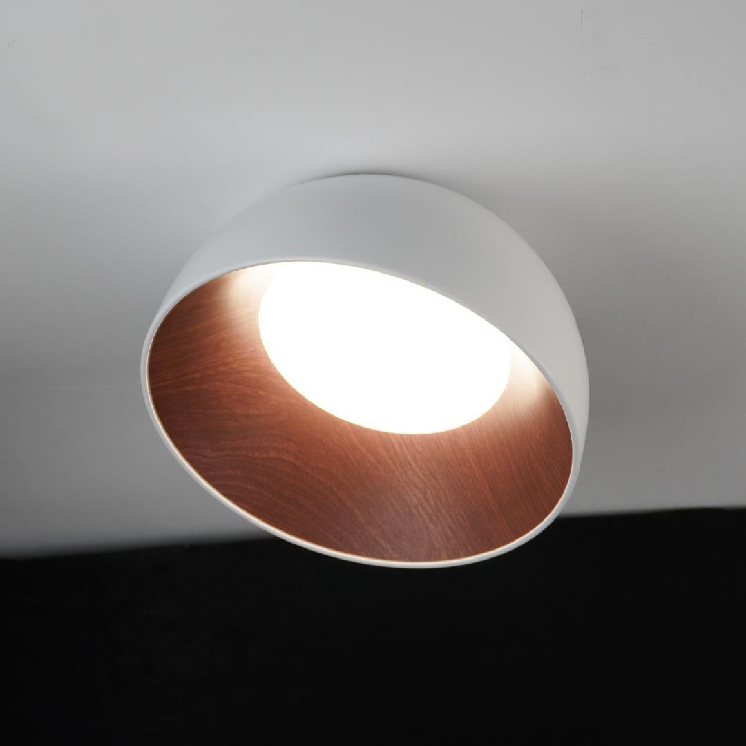 KUMANDALI LED PLAFONYER AVİZE  BEYAZ İÇİ AHŞAP DOKULU LİMİTED EDITION