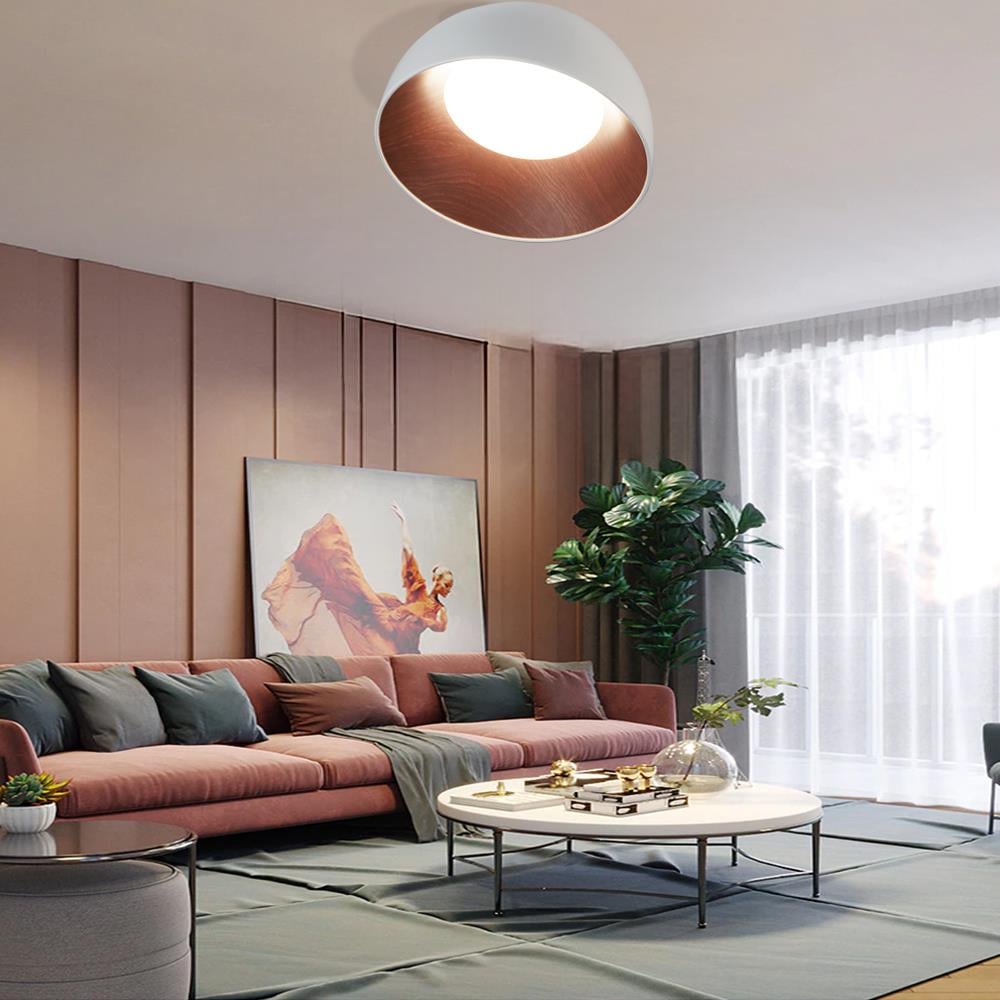 KUMANDALI LED PLAFONYER AVİZE  BEYAZ İÇİ AHŞAP DOKULU LİMİTED EDITION