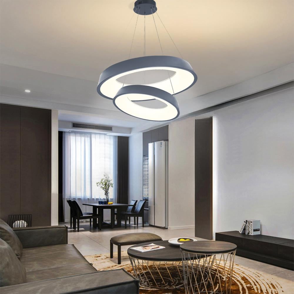 KUMANDALI LED SARKIT AVİZE ANTRASİT ÇEMBER AKRİLİKLİ 3 IŞIK RENKLİ MODERN TAVAN LAMBASI
