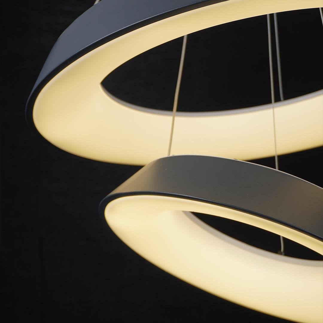 KUMANDALI LED SARKIT AVİZE ANTRASİT ÇEMBER AKRİLİKLİ 3 IŞIK RENKLİ MODERN TAVAN LAMBASI