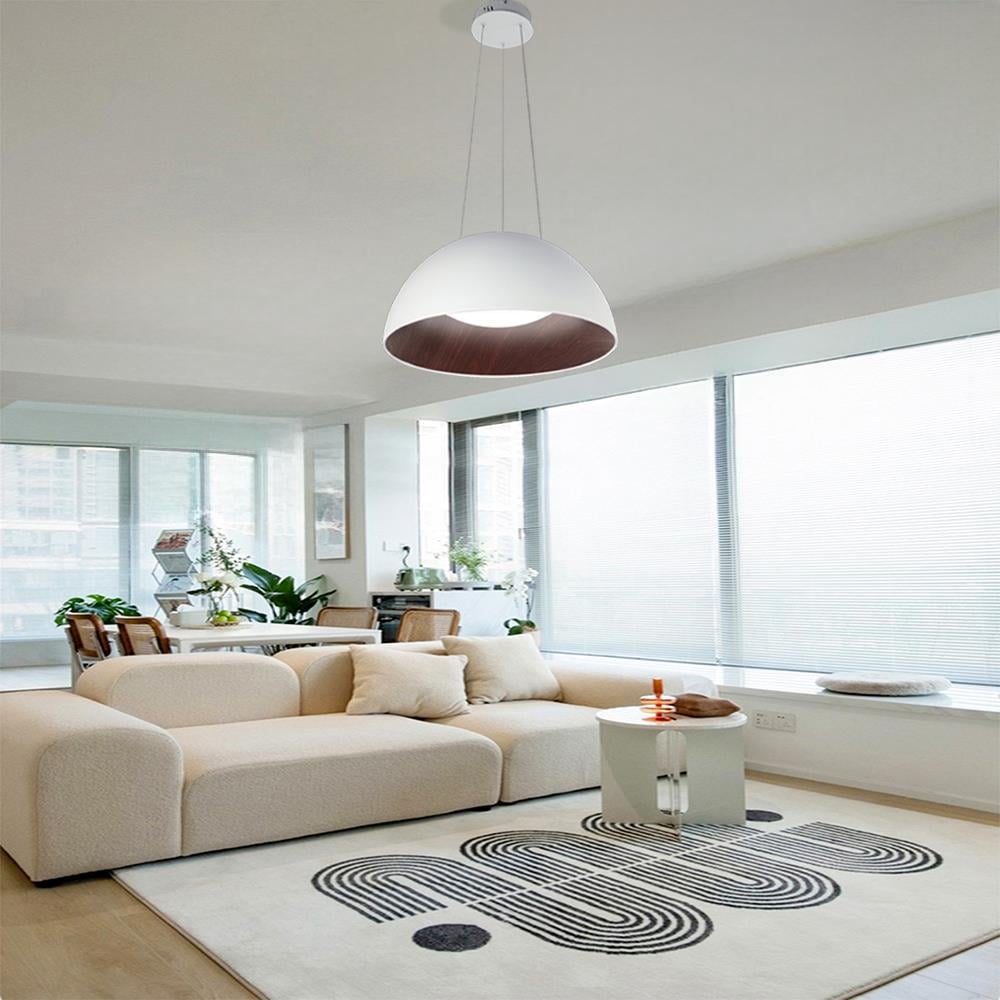KUMANDALI LED SARKIT AVİZE  BEYAZ İÇİ AHŞAP DOKULU LİMİTED EDITION