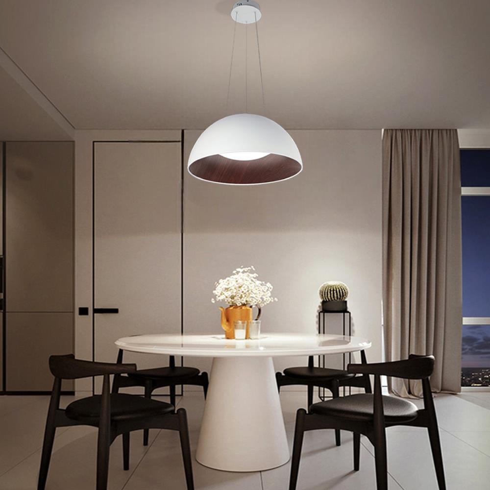 KUMANDALI LED SARKIT AVİZE  BEYAZ İÇİ AHŞAP DOKULU LİMİTED EDITION