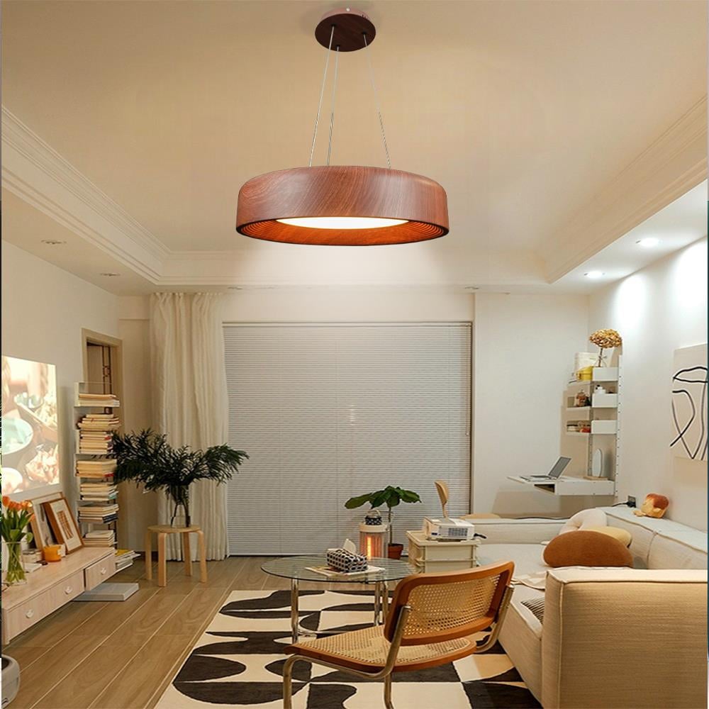 KUMANDALI MODERN LED AHŞAP DESENLİ SARKIT AVİZE 3 IŞIK RENKLİ MODERN TAVAN LAMBASI 