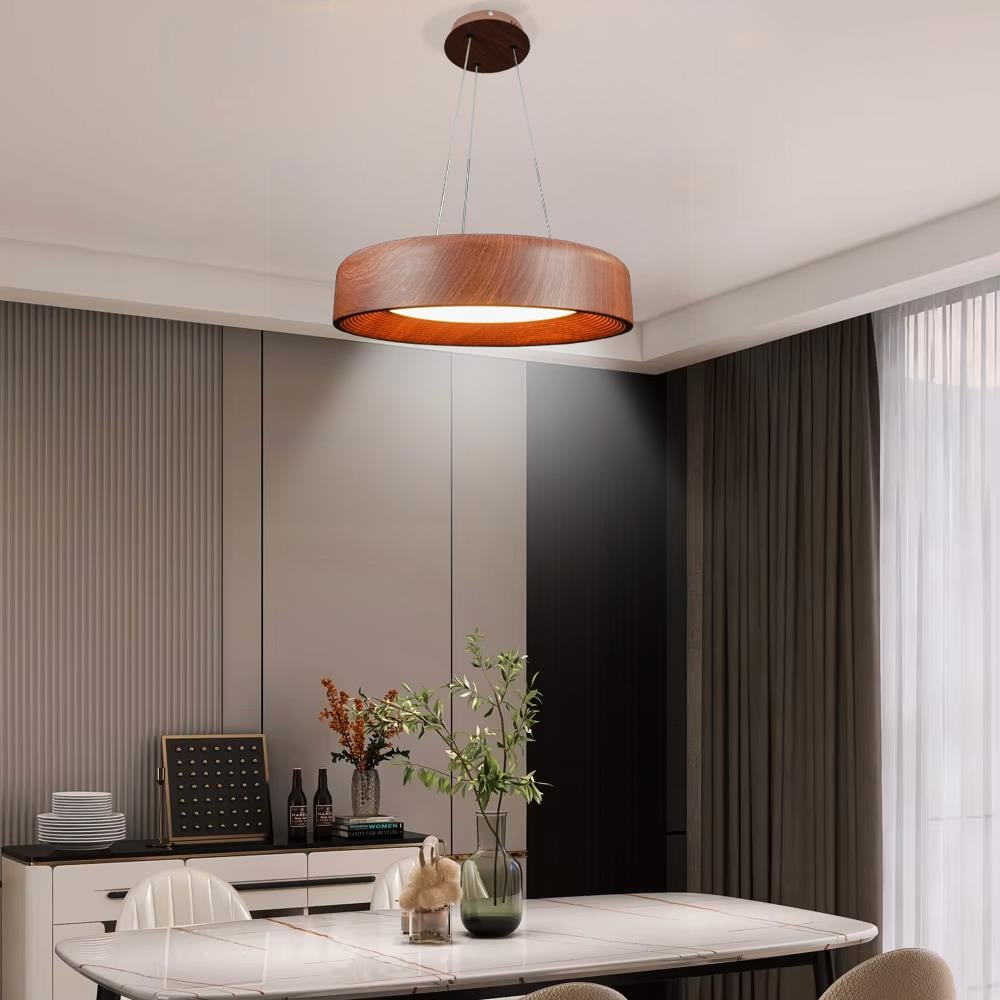 KUMANDALI MODERN LED AHŞAP DESENLİ SARKIT AVİZE 3 IŞIK RENKLİ MODERN TAVAN LAMBASI 