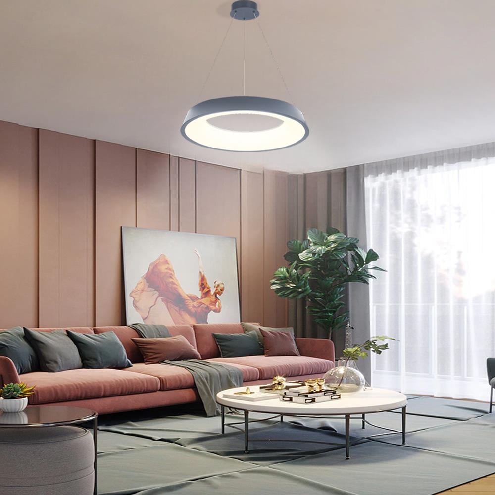 KUMANDALI MODERN LED SARKIT ÇEMBER AVİZE AKRİLİKLİ 3 IŞIK RENKLİ MODERN TAVAN LAMBASI 