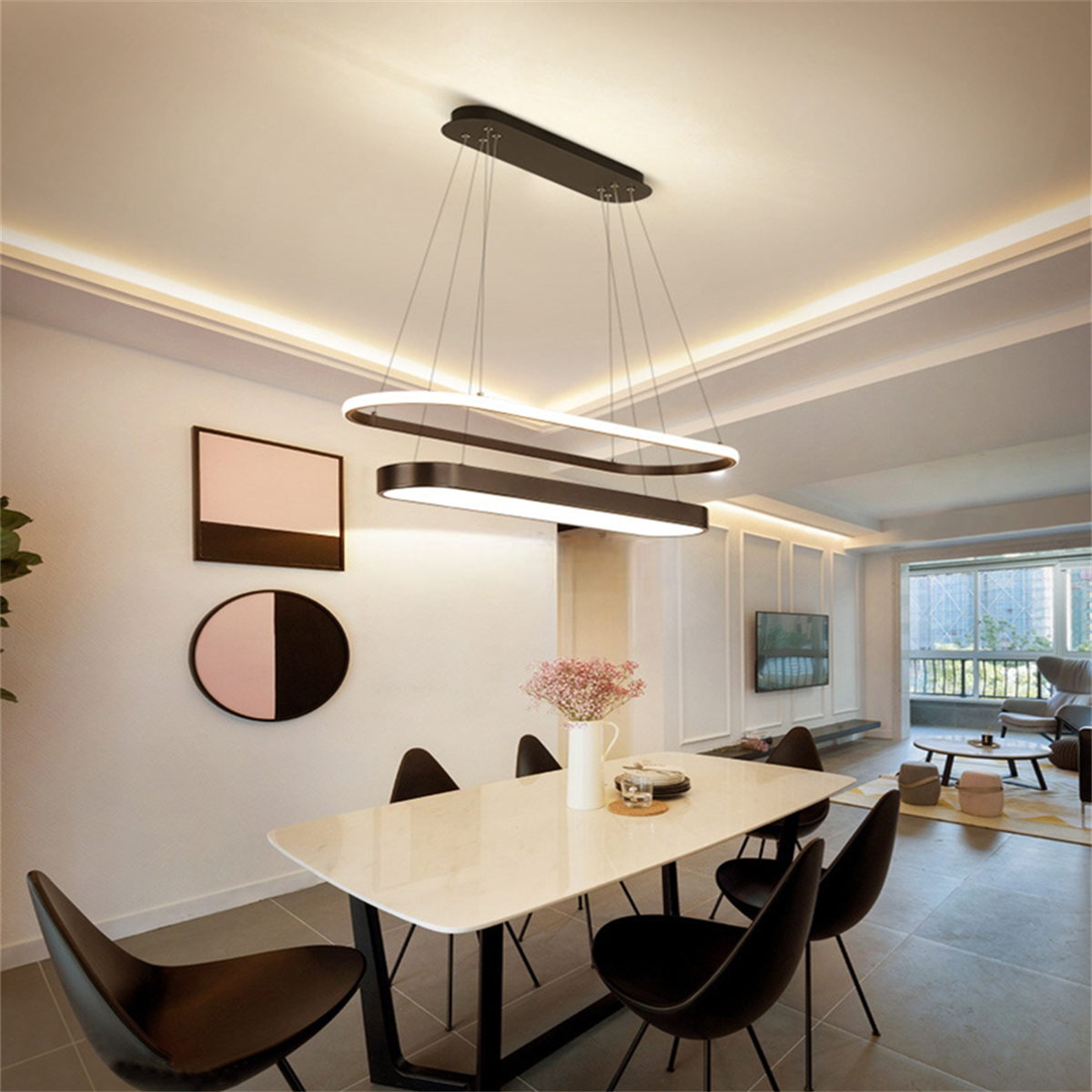 OVAL İÇİ OVAL LED LAMBA,SARKIT AVİZE,MODERN AYDINLATMA,DEKORATİF IŞIK